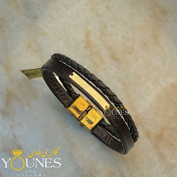 دستبند طلا چرم مردانه L107